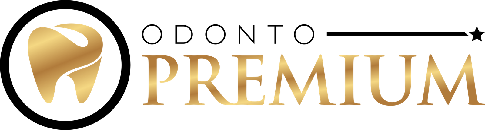logo odonto premium dourada e preto com fundo transparente